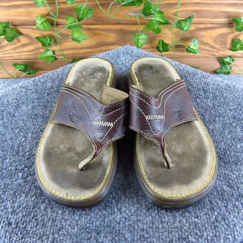 Dr. Martens Women's  Flip Flop Brown Leather‎ Sz 4 Medium  Used 2025_2